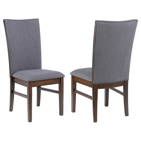 Sherwood grey upholstered dining side chair front view