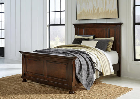 Porter Rustic Brown Queen Panel Bed front angle