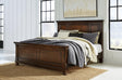 Porter Rustic Brown King Panel Bed angled view