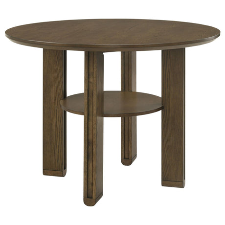 Ottowa 47-inch round brown counter height dining table angled front view