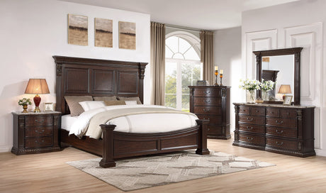 Sam Espresso Panel Bedroom Set bed with espresso finish, main view