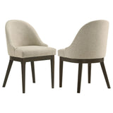 Reseda beige upholstered dining side chair front view