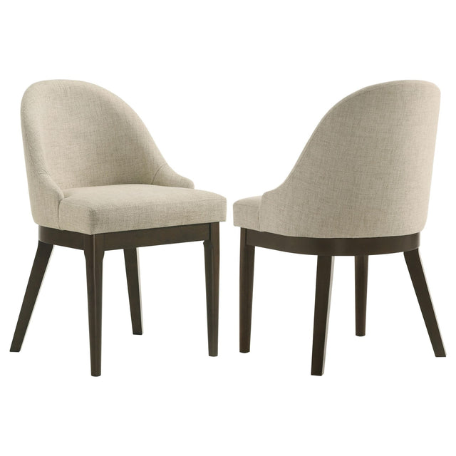 Reseda beige upholstered dining side chair front view