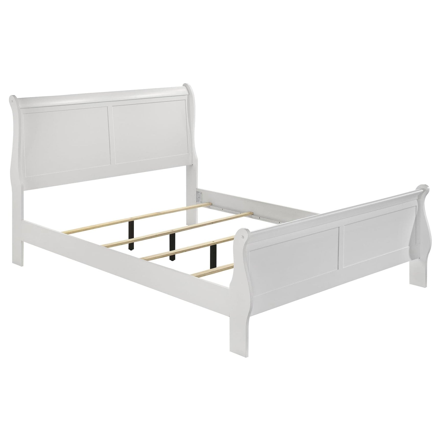 Louis Philippe 47-inch Full Sleigh Panel Bed in white, front view