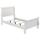 Louis Philippe 47-inch Twin Sleigh Panel Bed in white with full front view
