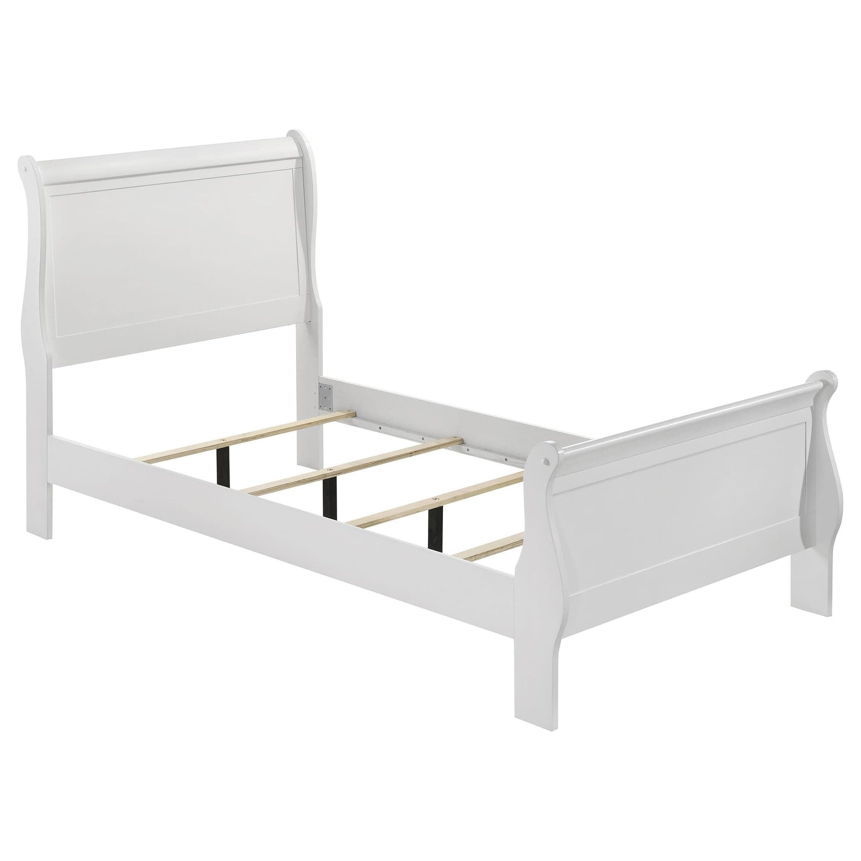 Louis Philippe 47-inch Twin Sleigh Panel Bed in white with full front view