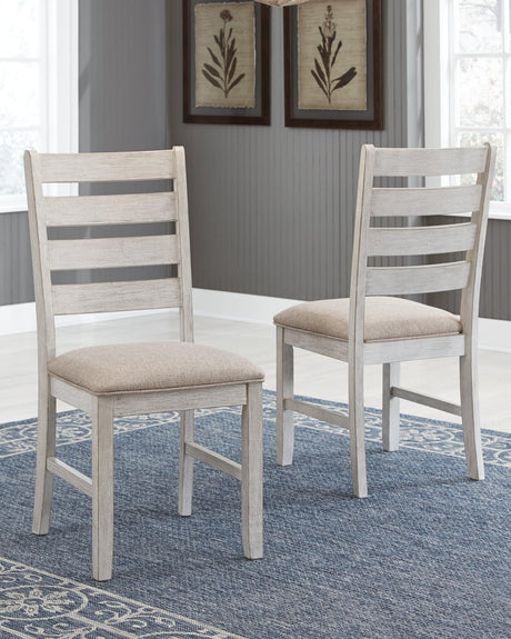 Skempton dining chair in distressed white finish, front angle