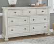 Robbinsdale Antique White Dresser front view closed