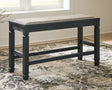 Tyler Creek Antique Black Counter Height Upholstered Dining Bench front view
