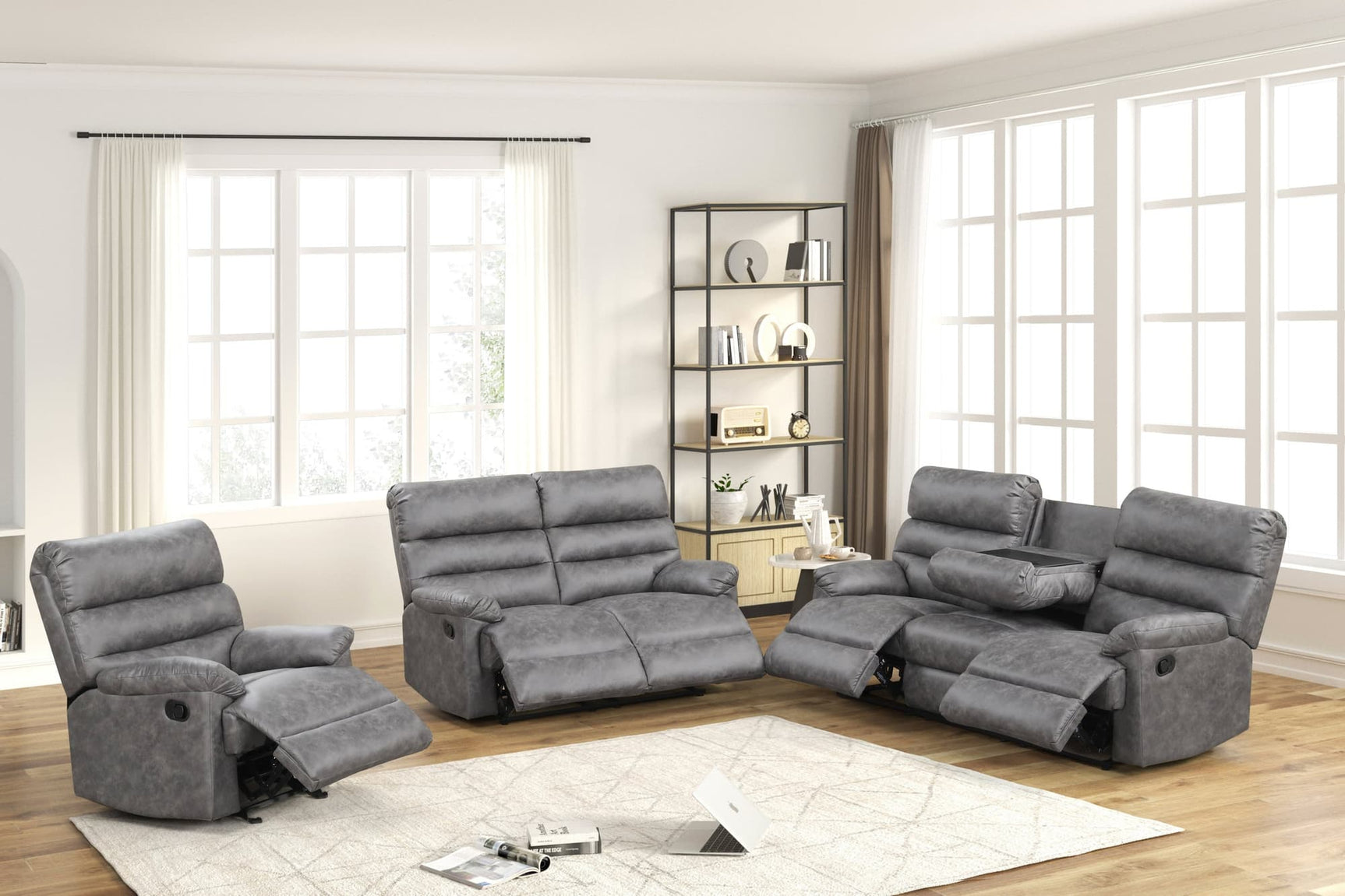 Albert Gray 3-piece reclining set front angle