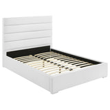 Felicity 53-inch white upholstered full platform bed with horizontal channeling headboard