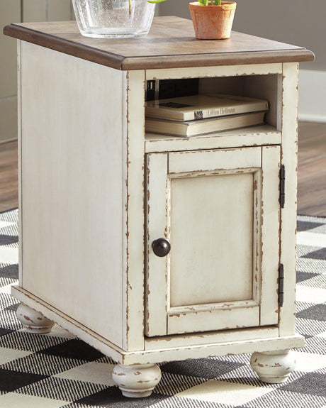 Realyn White and Brown Chairside End Table front view