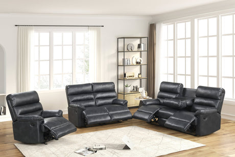 Albert Dark Gray 3-Piece Reclining Sofa Set front view