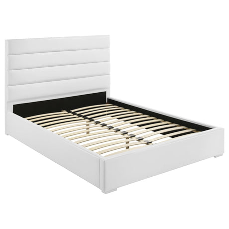 Felicity 53-inch Upholstered Eastern King Platform Bed in White front view