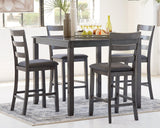 Bridson gray counter height dining table and bar stools set front view
