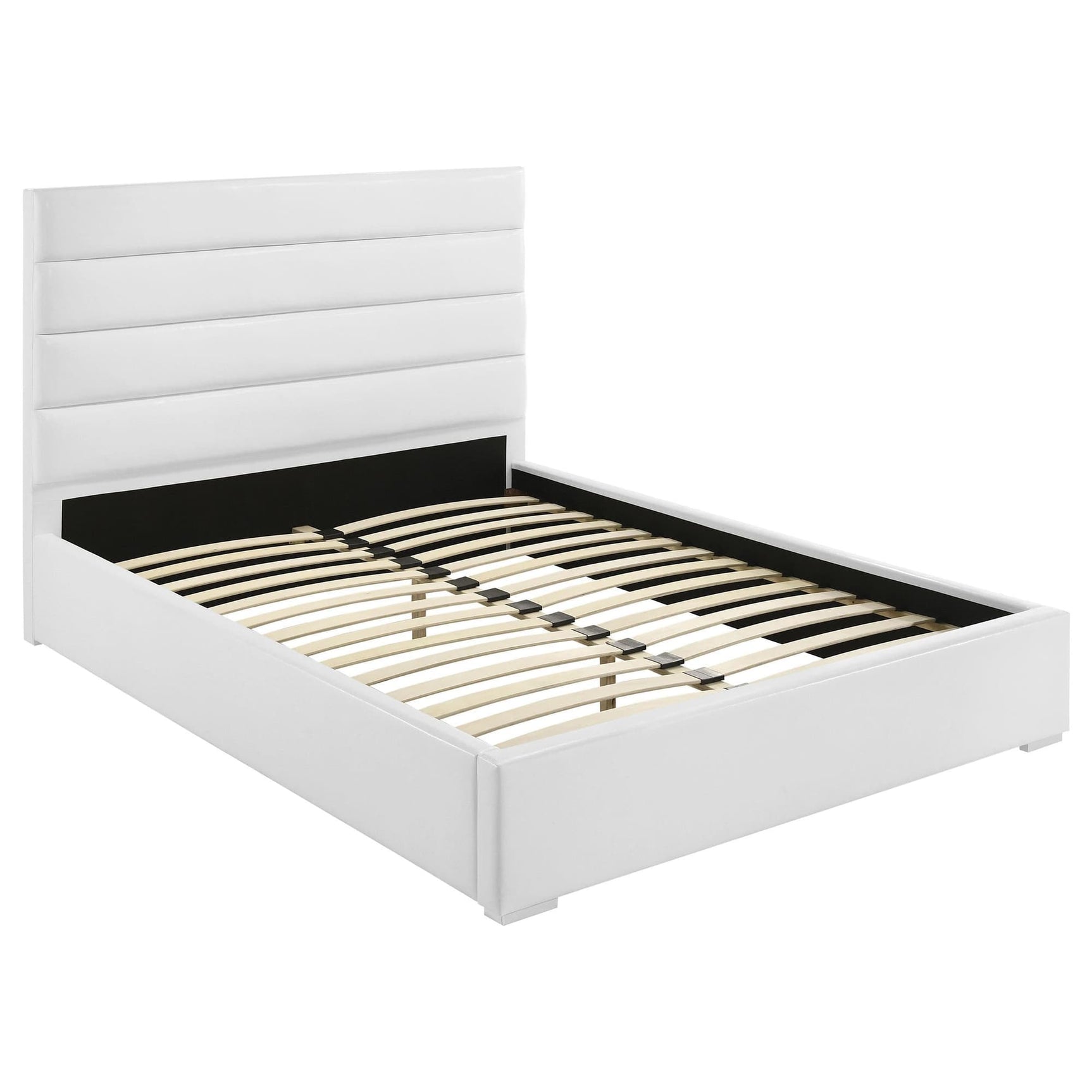 Felicity 53-inch upholstered queen platform bed white front angle