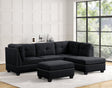 Sienna black boucle sectional sofa with ottoman, main view