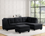 Sienna black boucle sectional sofa with ottoman, main view