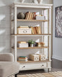 Realyn 75 inch brown and white bookcase front view