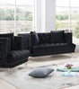 Lucas black reclining loveseat front view