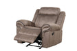 Andres Brown Recliner front angle in brown upholstery