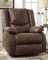 Bladewood Coffee Faux Leather Recliner chair main view