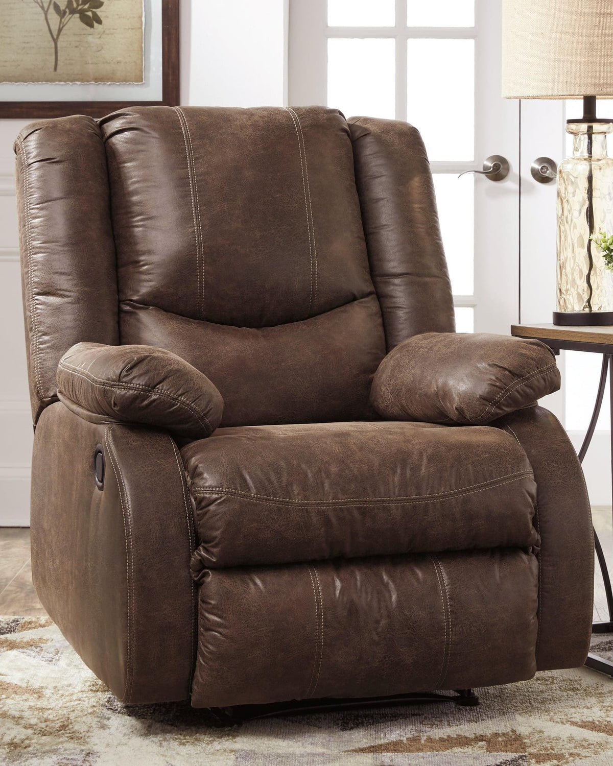Bladewood Coffee Faux Leather Recliner chair main view