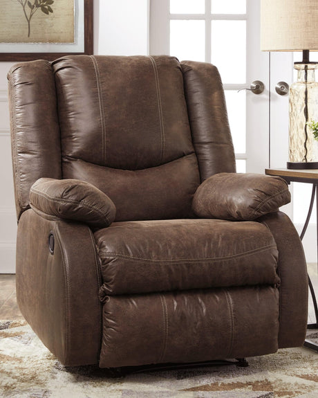 Bladewood Coffee Faux Leather Recliner chair main view