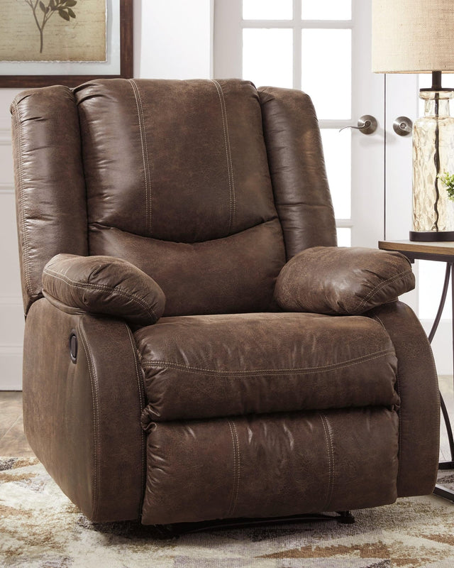 Bladewood Coffee Faux Leather Recliner chair main view