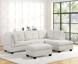 Front angle of Sienna Boucle Sand Sectional Sofa and Ottoman Set
