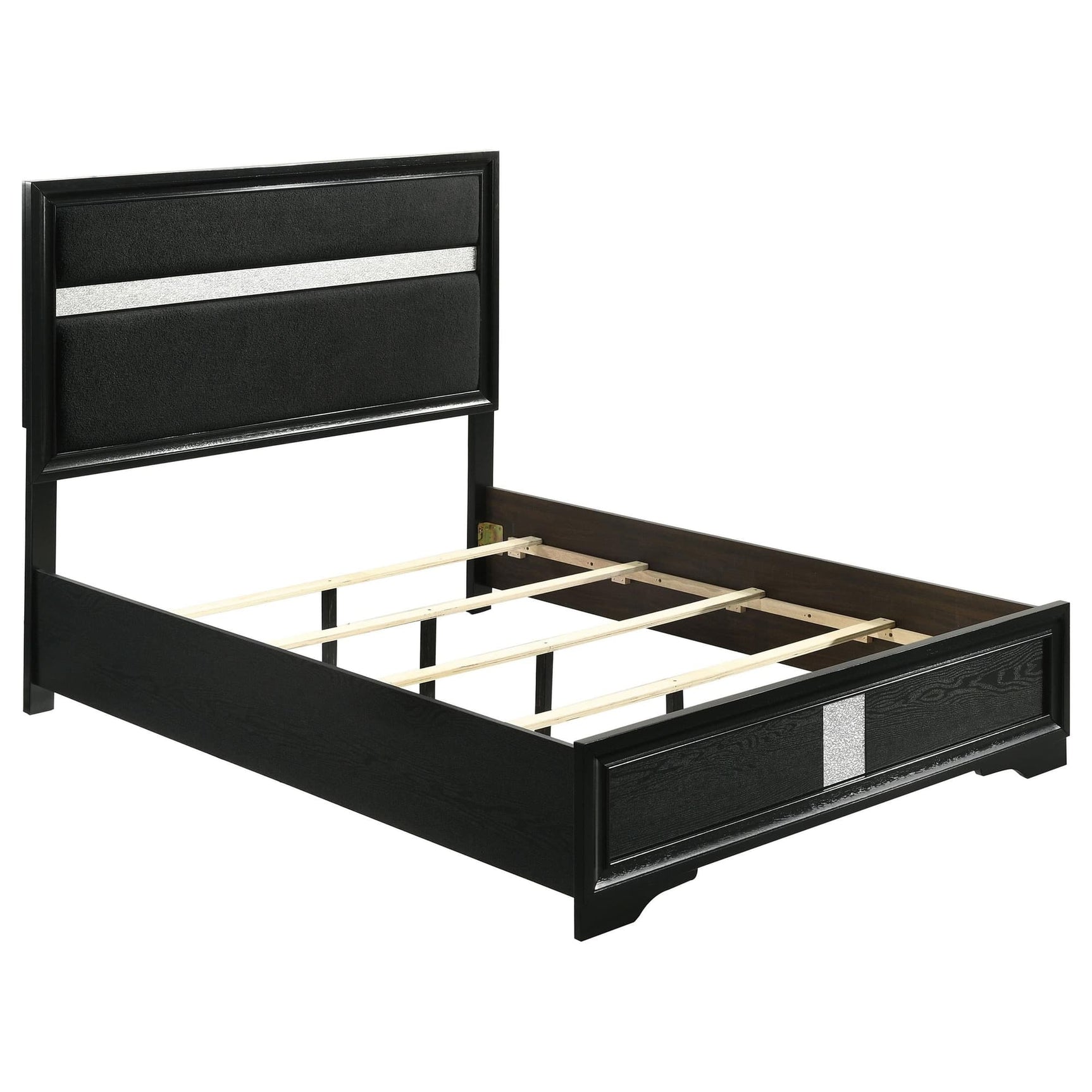 Miranda 54-inch upholstered full panel bed black front view
