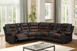 Jordon Brown reclining sectional sofa brown two-tone front angle