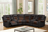 Jordon Brown reclining sectional sofa brown two-tone front angle