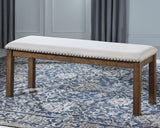 Moriville Beige Dining Bench front angle