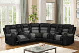 Jordon Black Two-Tone Leather Reclining Sectional Sofa front view