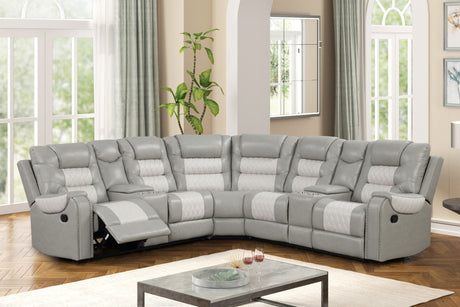 Jordon Two-Tone Reclining Sectional sofa front angle view
