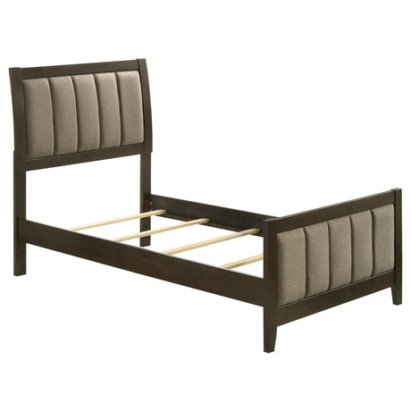 Wilkes 51-inch Upholstered Twin Bed Dark Cocoa, front view