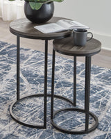 Briarsboro black and gray round accent tables set of 2 front view