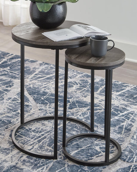 Briarsboro black and gray round accent tables set of 2 front view