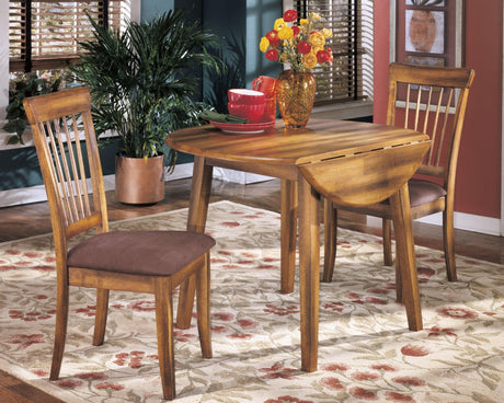 Berringer Rustic Brown Drop Leaf Dining Table front angle