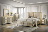 Venetian Champagne Upholstered LED Platform Bedroom Set bed front view