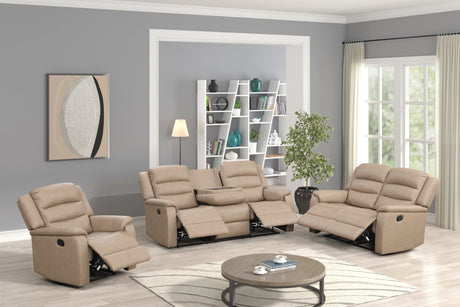 Hope Stone 3-piece reclining sofa set front view