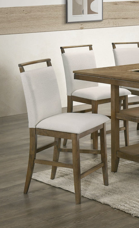 Tommy white and brown wooden dining chair side view