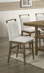 Tommy white and brown wooden dining chair side view