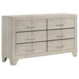 Trenton 6-drawer bedroom dresser rustic cream front view
