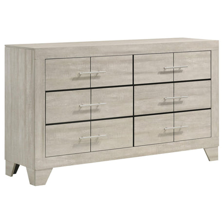 Trenton 6-drawer bedroom dresser rustic cream front view
