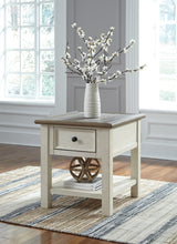 Bolanburg Two-tone End Table front view showing plank-style top and drawer