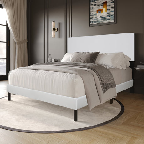 Helen White PU Platform Twin Bed front angle view