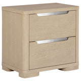 Ladera 2-drawer nightstand in light elm finish showing front view