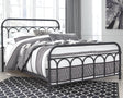 Nashburg Black Queen Metal Bed frame angled view